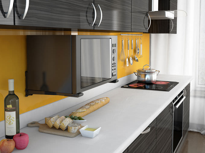 Mikrovlnná rúra v kuchyni - možnosti ubytovania (fotografia) a zátvorka pre domácich majstrov